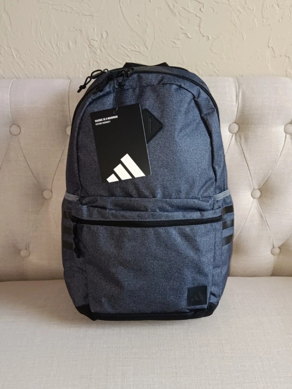 New Adidas Unisex Twill Onix Grey/Black Classic 3S 5  Backpack Schoolbag JK3396